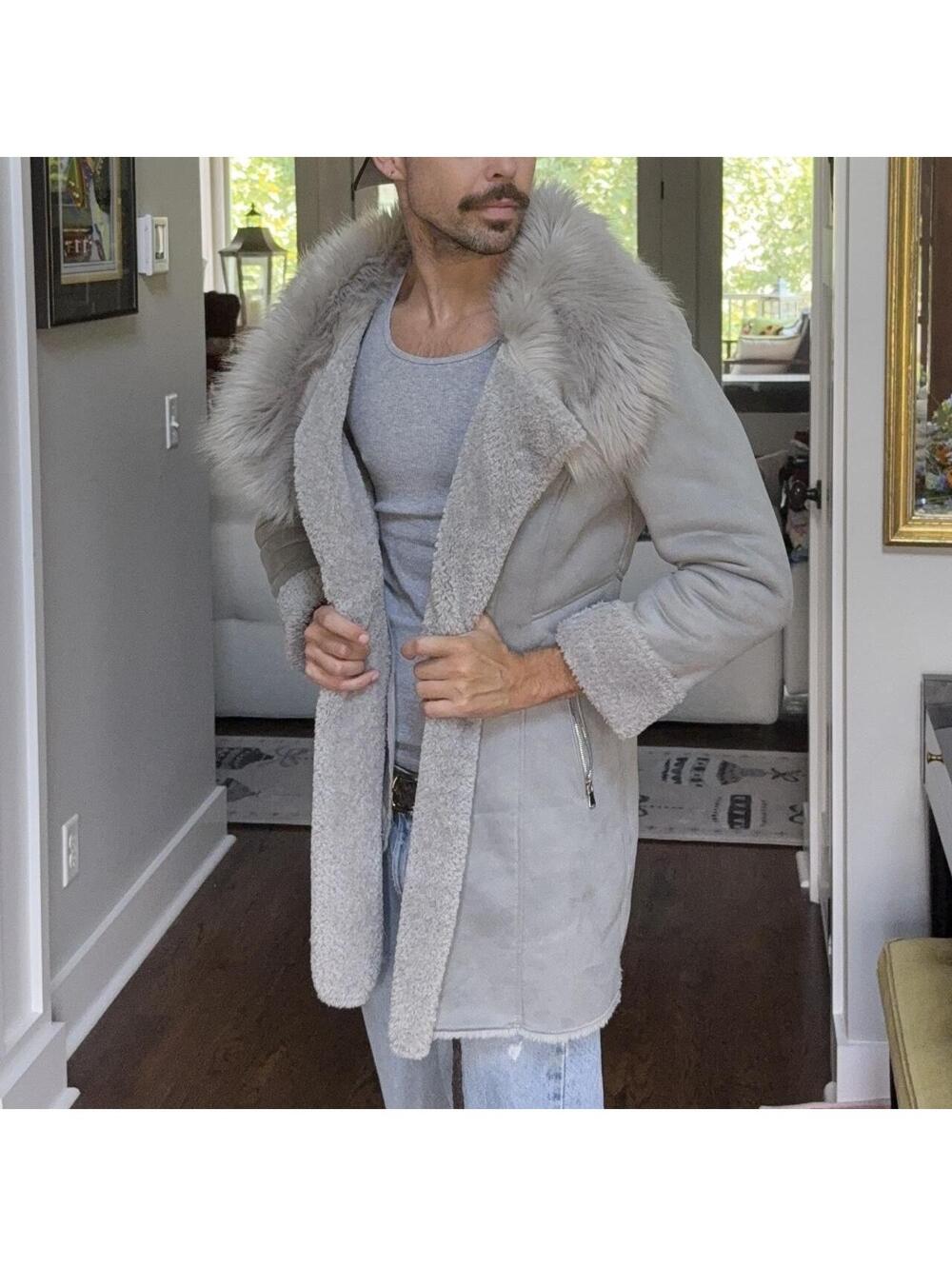 Calvin Klein Gray Faux Shearling Coat 🩶